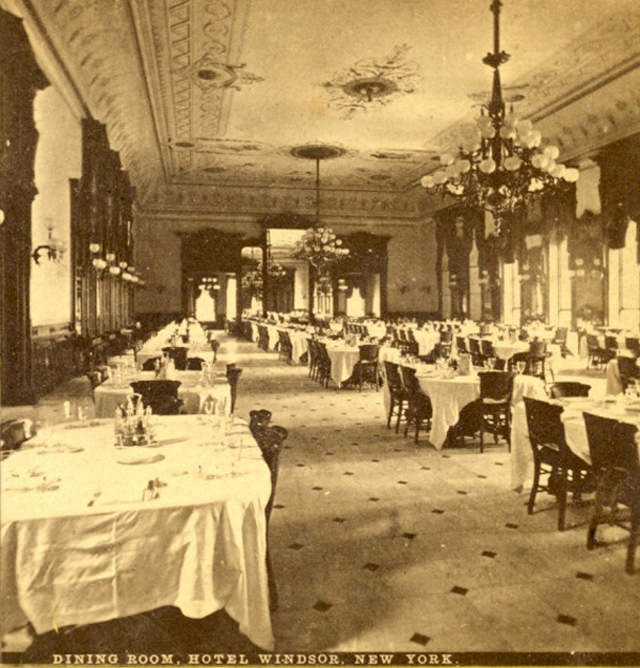 #8 Dining Room of Hotel Windsor, NYC, 1870s