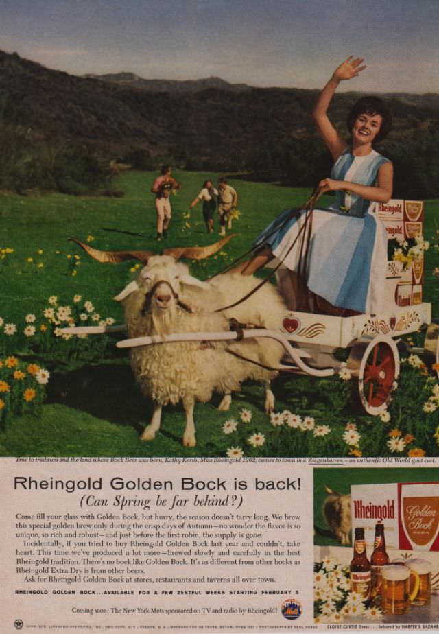 Rheingold 1962 says “Rheingold Golden Bock is Back!