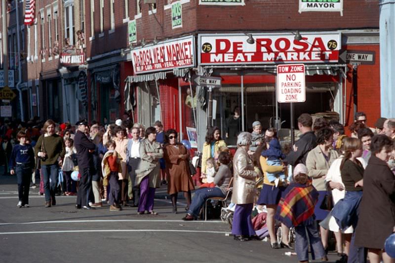 #11 Corner of Endicott and Stillman Streets, Columbus Day parade, Boston, Massachusetts, 1971