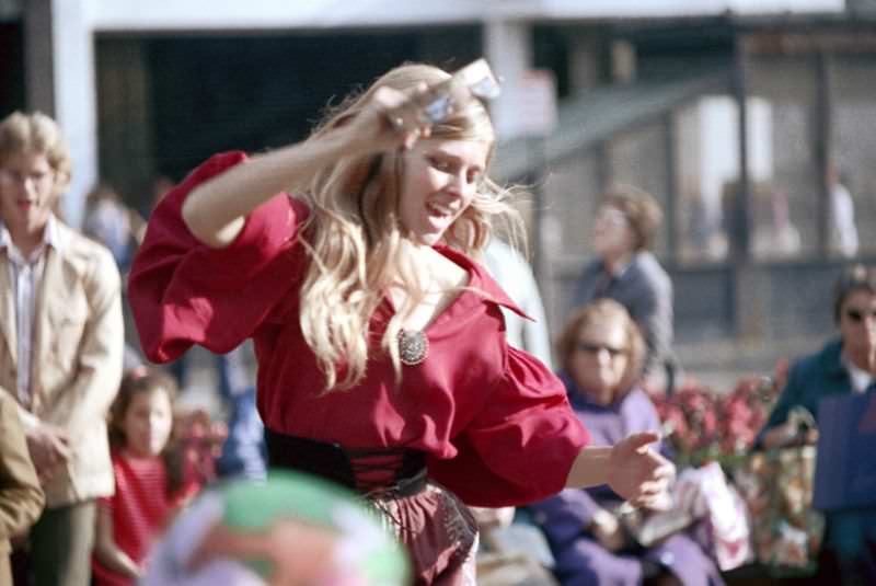 #12 Dancer with tambourine, Columbus Day parade, Boston, Massachusetts, 1971