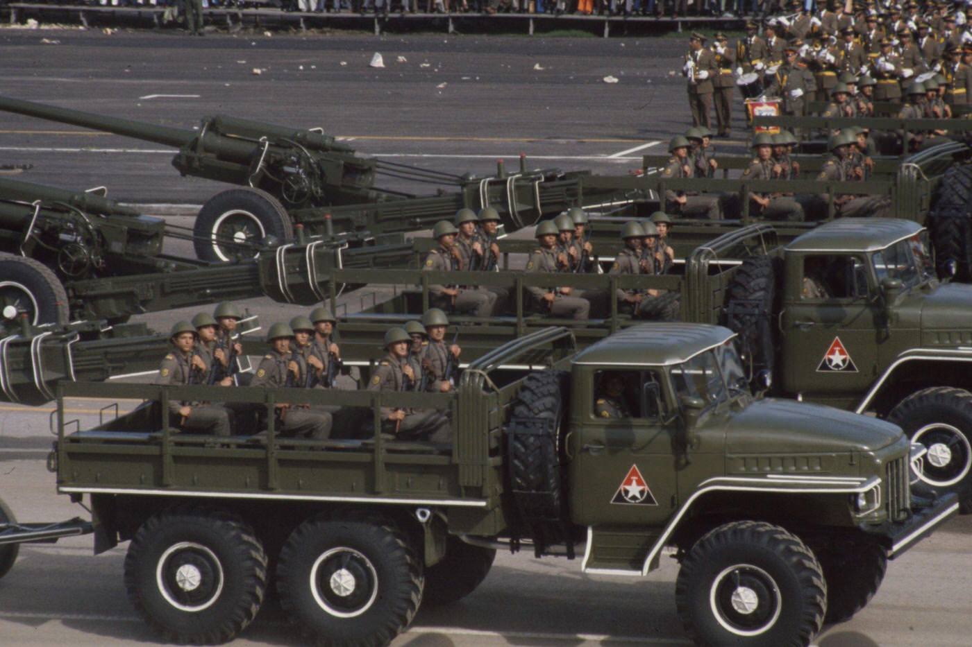 #70 Military parade at Plaza De La Revolucion, featured in ‘Closeup: Cuba – The Castro Generation’, Havana, Cuba, 1977.