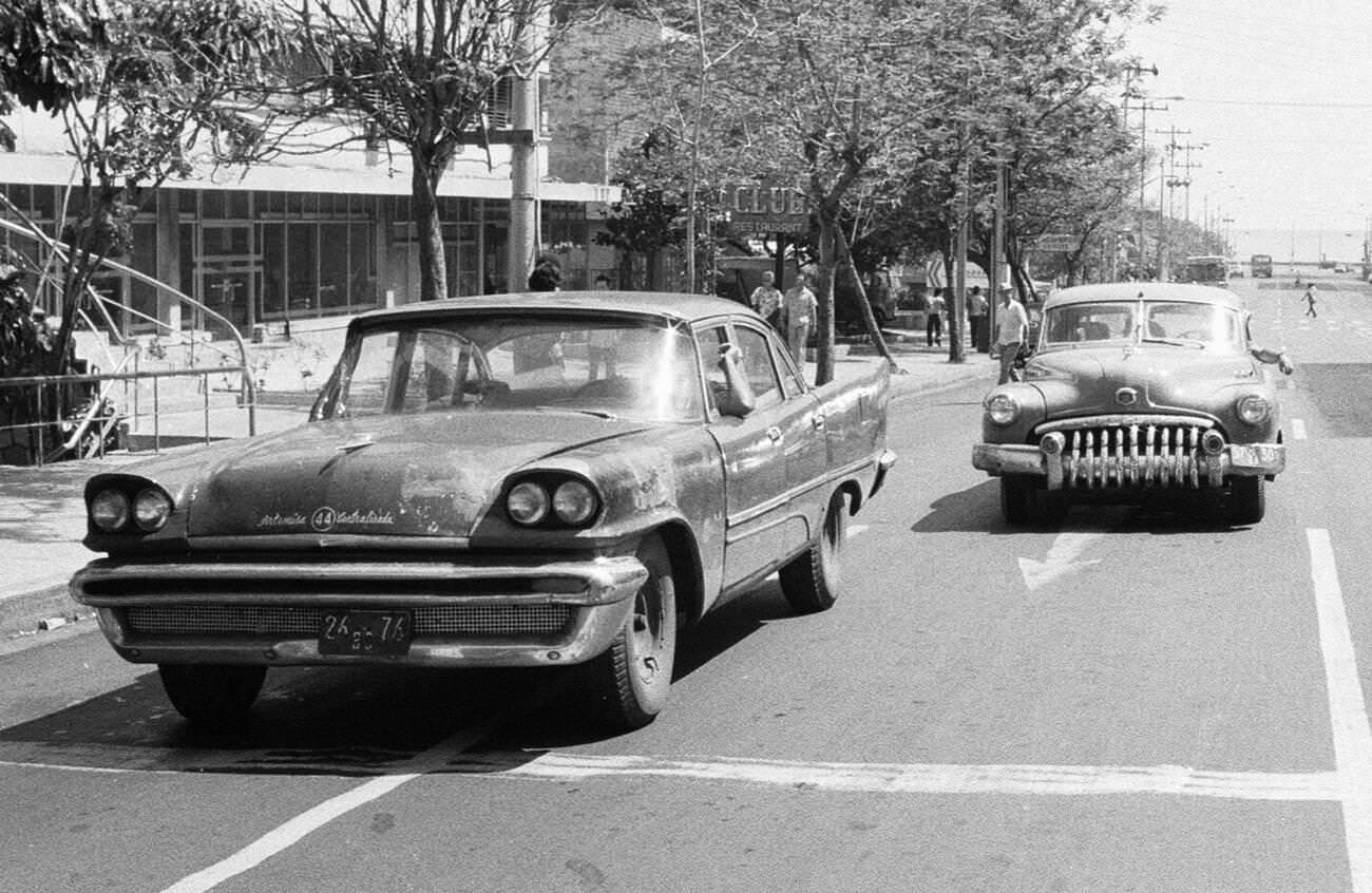 #78 Classic American cars on the streets of Havana , Cuba 21st May 1978