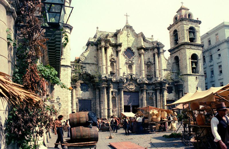 #23 Filming in Cathedral Square, Havana, 1981