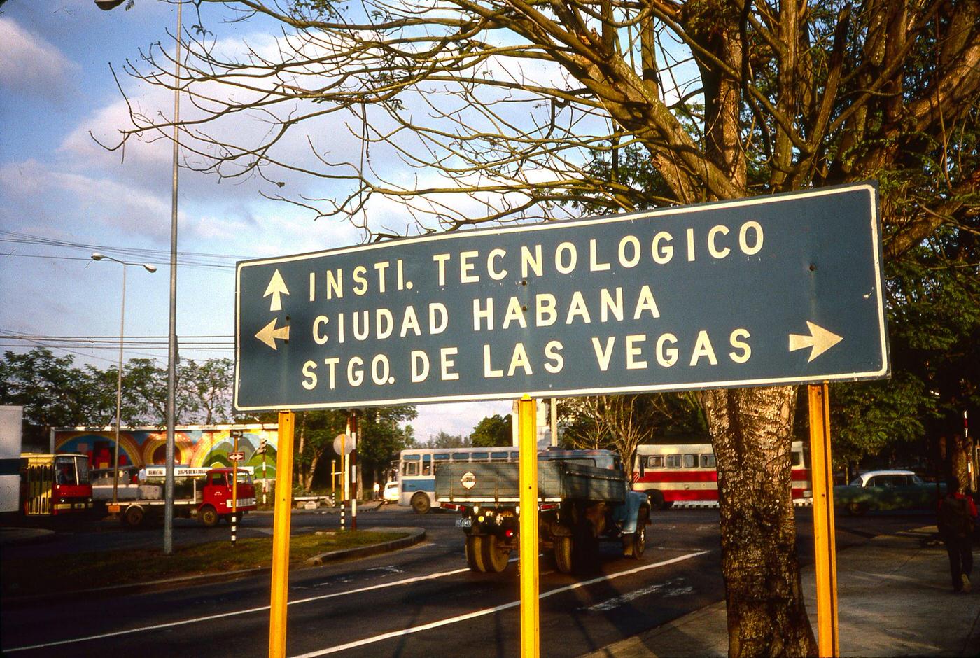 #96 Road Sign Leaving Jose Marti Airport, Havana, Cuba, 1983.