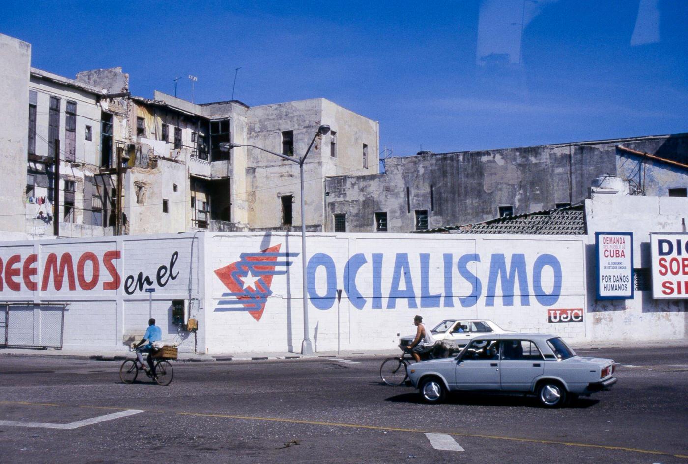 #123 Mural and old car in Havana, Cuba, June 1999.
