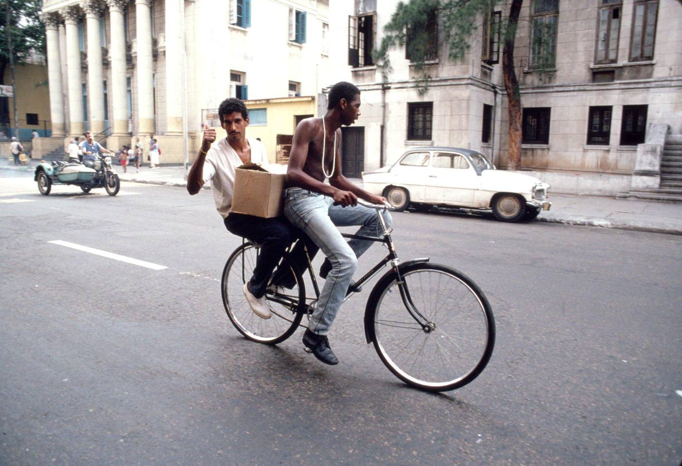 #64 Bicycles being the main form of transport for many in Havana, Cuba, 1991.