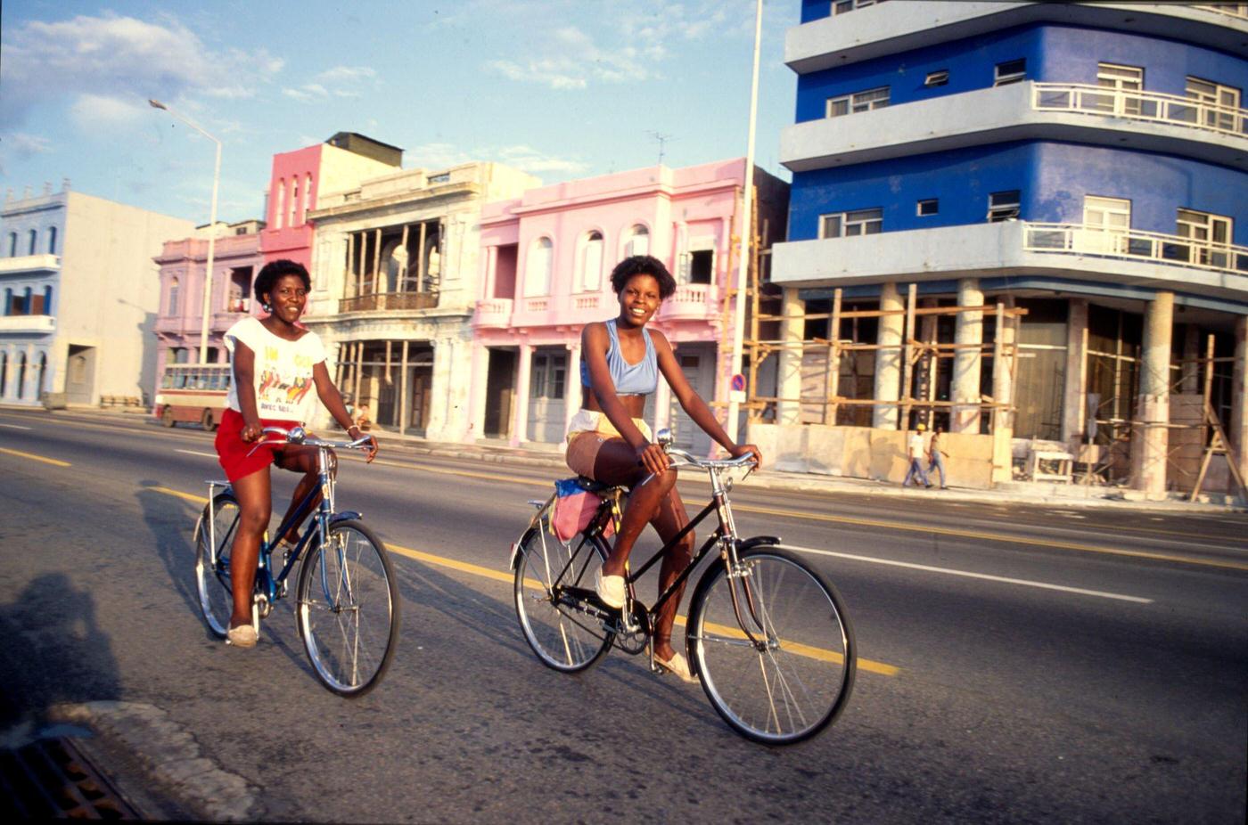 #67 Bicycles being the main form of transport for many in Havana, Cuba, 1991.