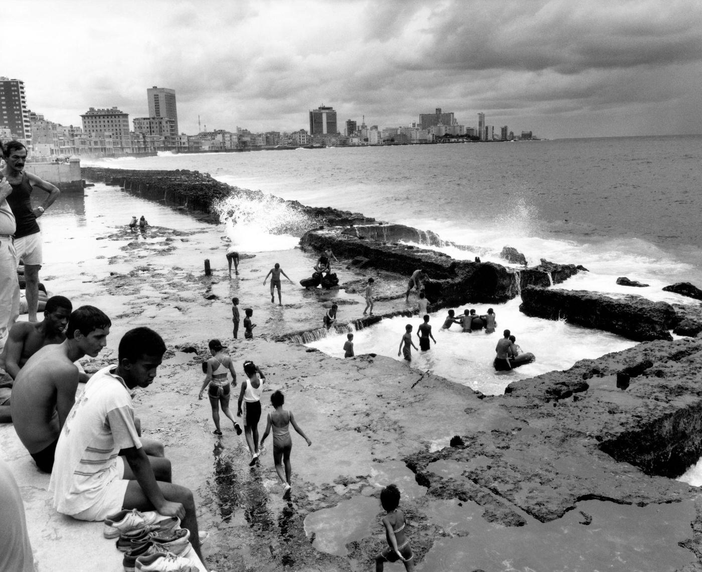 #80 General view of The Malecon, a roadway/seawall along the Cuban coast in Havana, Cuba, 1996.