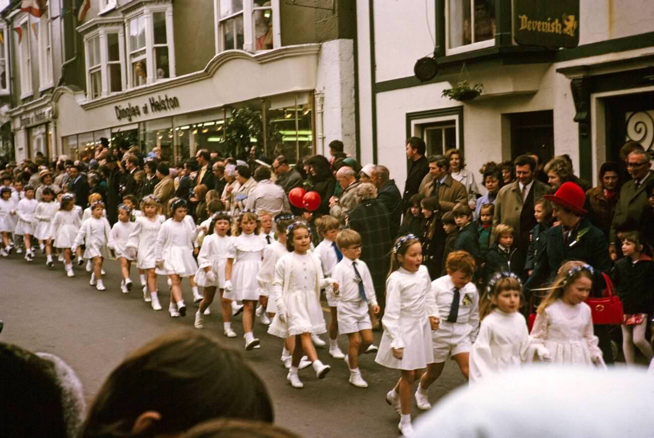 #6 Flora Day, Furry dance, Children’s procession dance, Helston, Cornwall, 1973