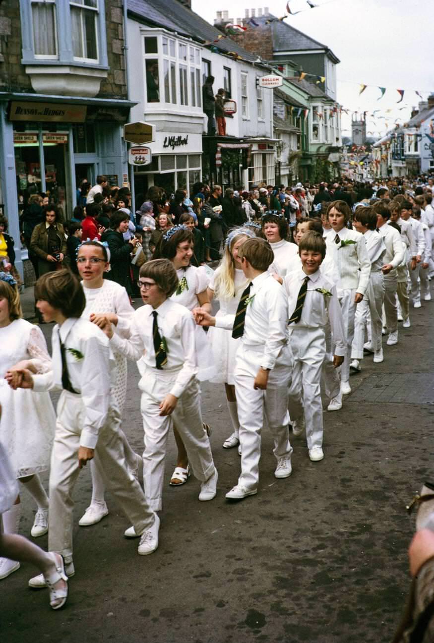 #7 Flora Day, Furry dance, Children’s procession dance, Helston, Cornwall, 1973