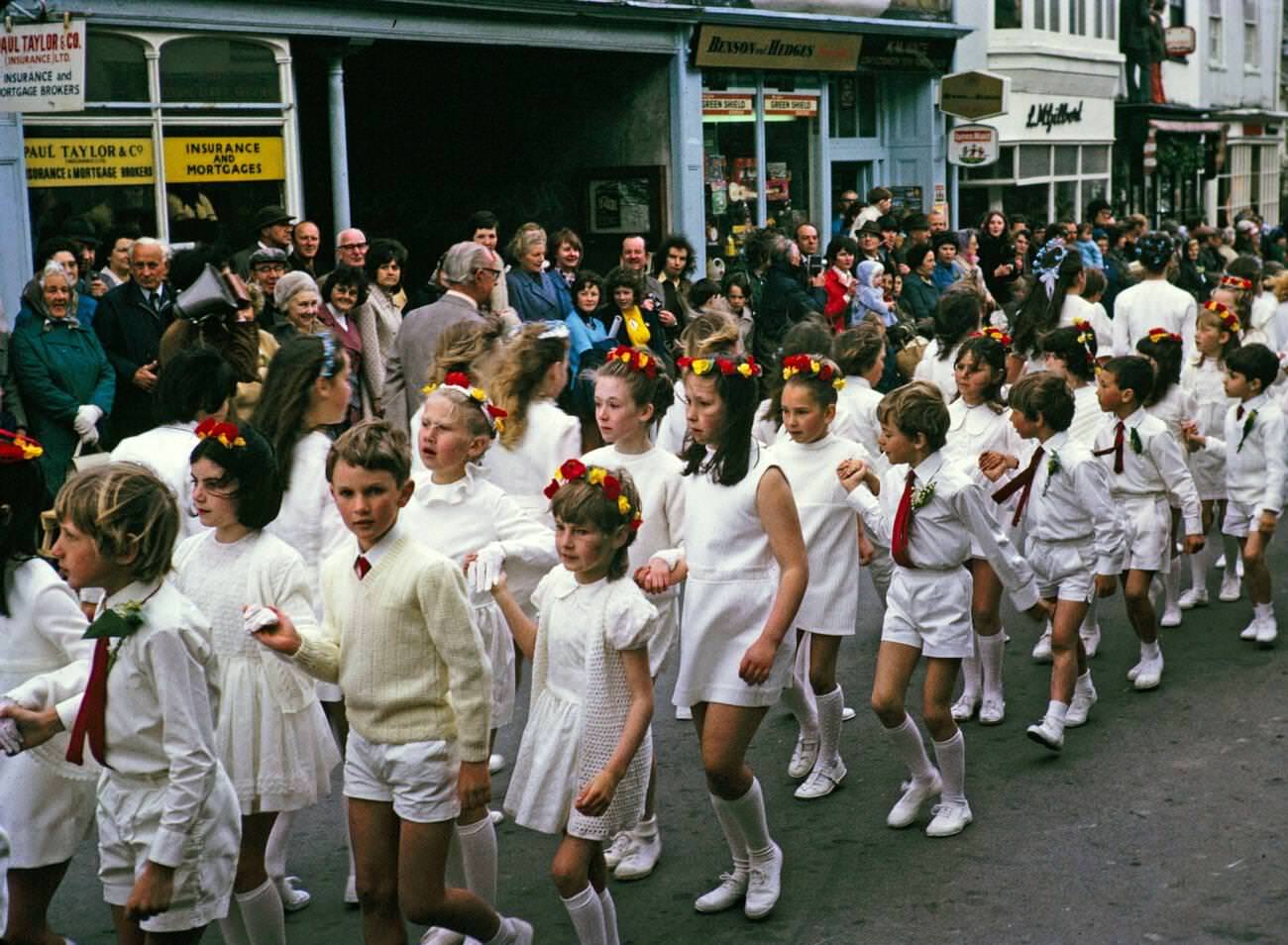 #8 Flora Day, Furry dance, Children’s procession dance, Helston, Cornwall, 1973