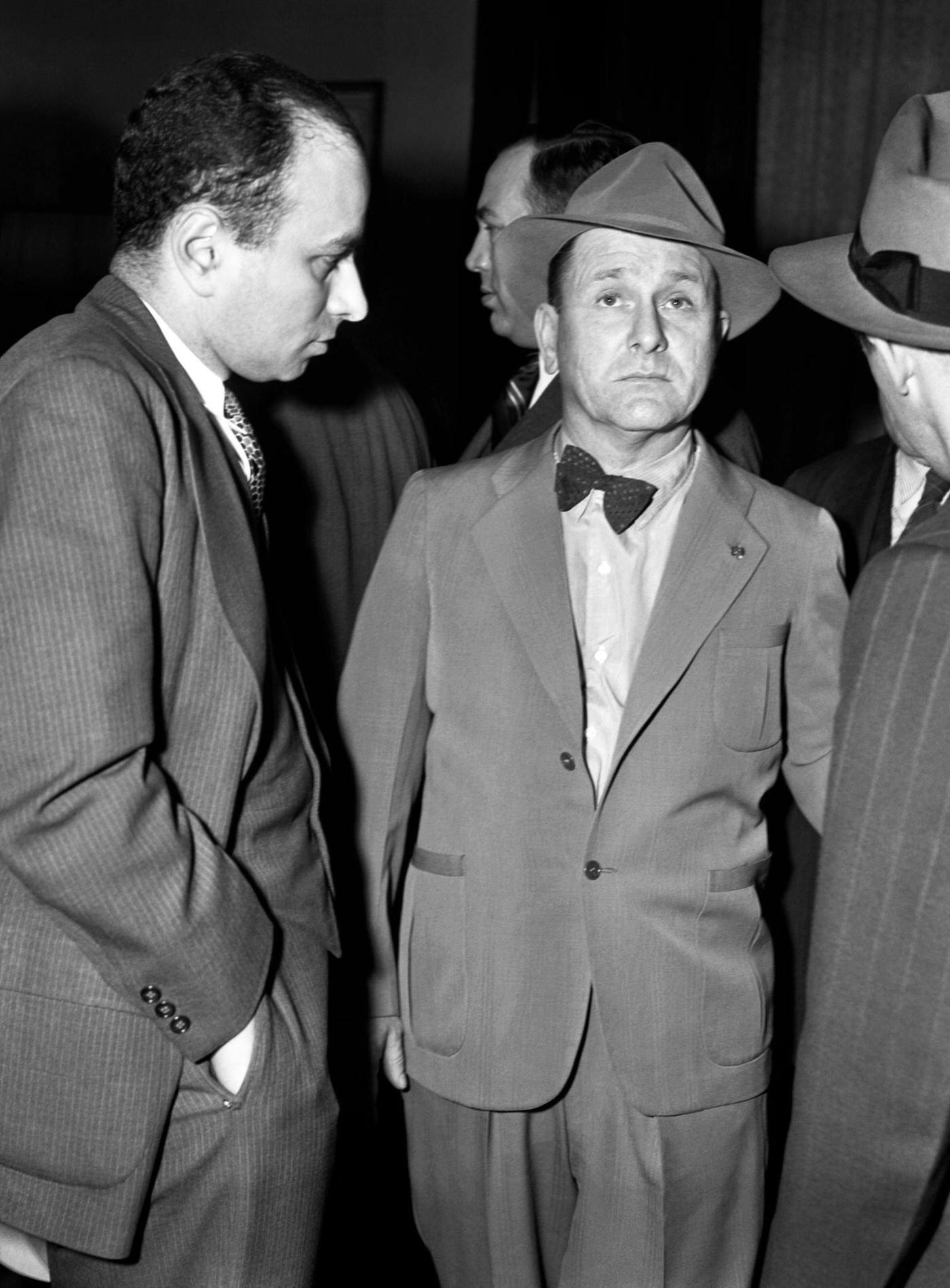 #10 Harry Bennett, is shown during the 1941 Ford Motor Company Strike at the River Rouge plant in Dearborn, Michigan, April 1941. Bennett was the head of the Ford Motor Company Service Department, aka, security, for two decades.