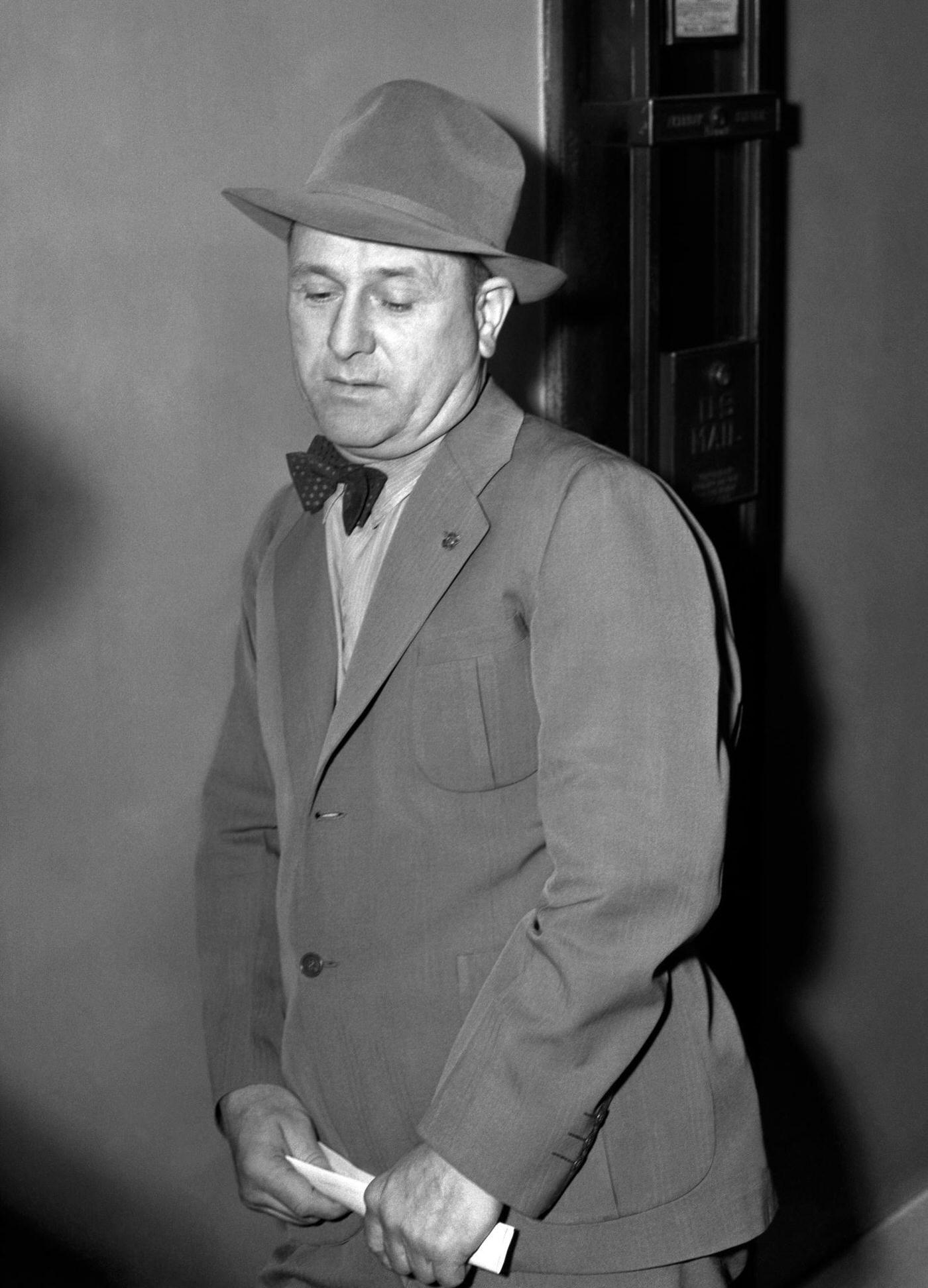 #5 Harry Bennett, is shown during the 1941 Ford Motor Company Strike at the River Rouge plant in Dearborn, Michigan, April 1941. Bennett was the head of the Ford Motor Company Service Department, aka, security, for two decades.