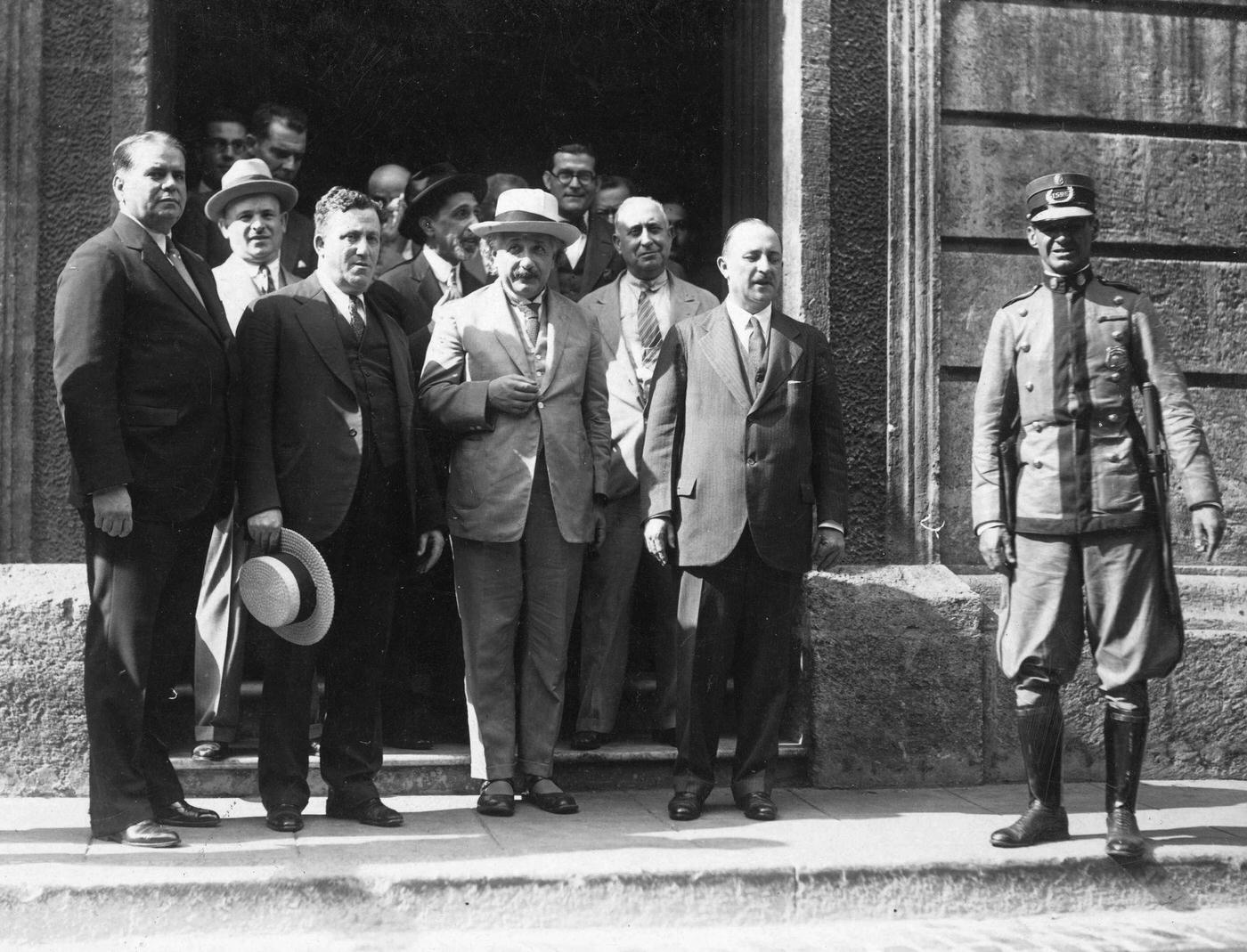 #11 Physicist Dr. Albert Einstein poses with dignitaries at the Cuban Academy of Sciences in Havana, Cuba, 1930
