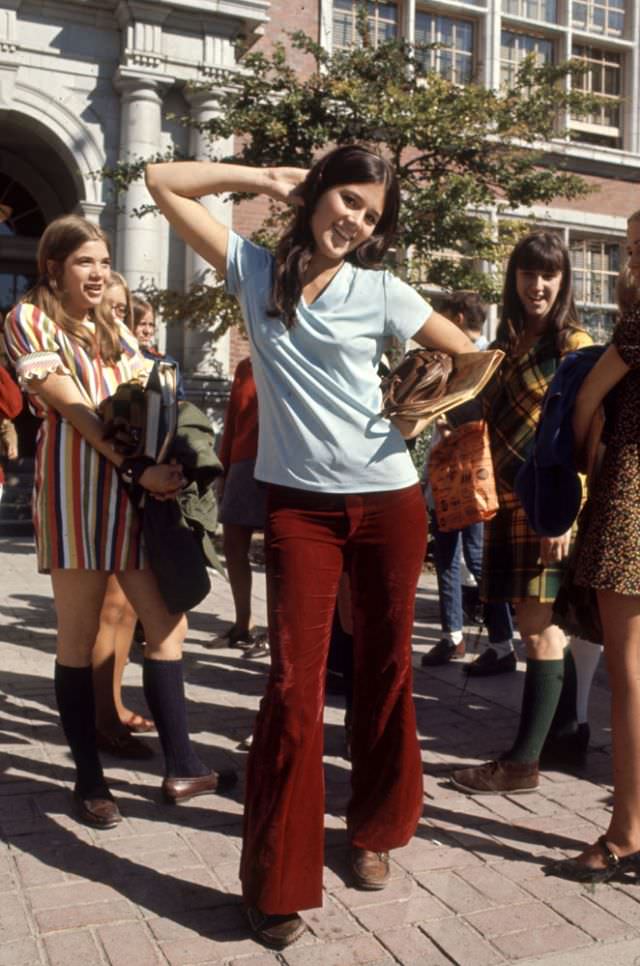 #17 A high school student wore bell bottoms and boots, 1969.