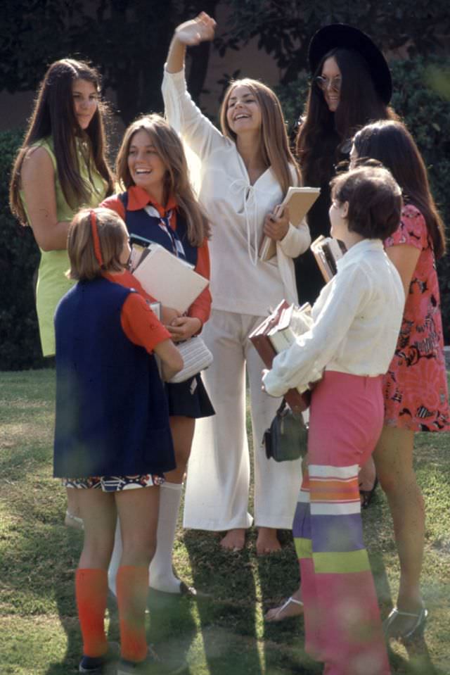 #3 Beverly Hills High classmates showed off their fashions, 1969.