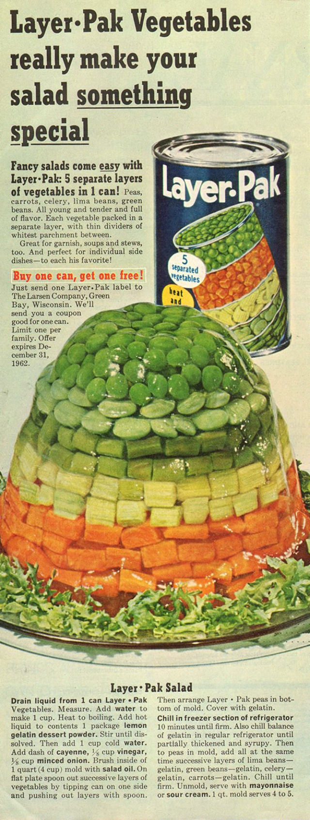 The Layer-Pak Revolution: A Fresh Take on Canned Vegetables in 1948 Vintage Ads