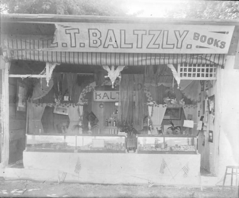 #43 Baltzly Drug booth after fire, 1898