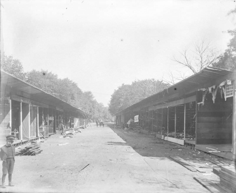 #45 Booths at 1898 Street Fair after fire, 1898