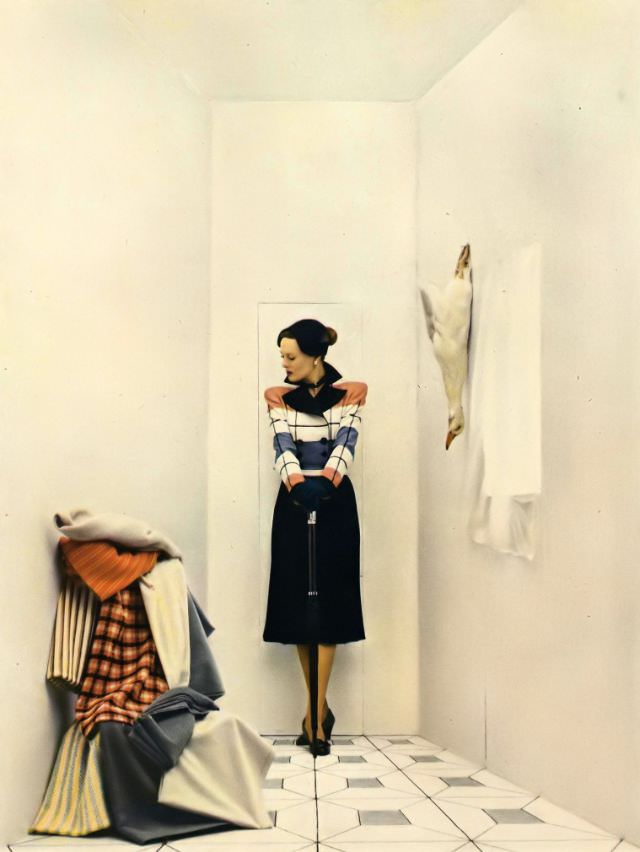 #25 Meg Mundy in Forstmann wool suit by Monte Sano, Vogue, March 1, 1947
