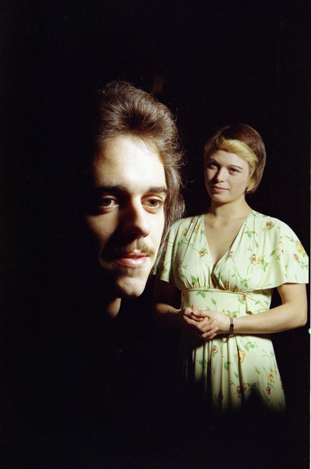 #22 Portrait of a man and a woman with a black background. The photographer used double exposure for this work, which means that the two individuals were photographed separately, November 12, 1974