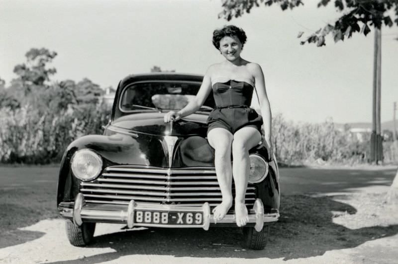 #27 Black Peugeot 203, Rhône, France, August 1951