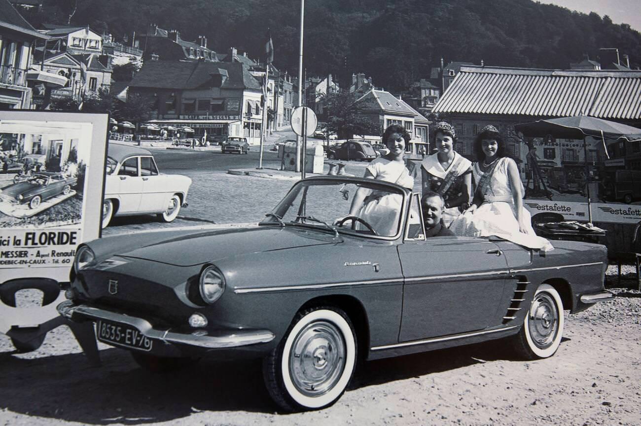 #14 Rouen, France, 1944: Publicity with Renault Floride Car in the 1950s