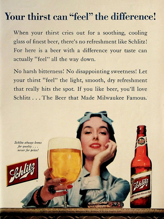 Interesting Story and Vintage Ads of Schlitz Beer from the 1950s and 1960s Vintage Ads