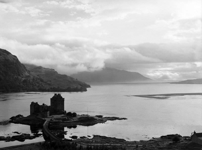 #4 Eilean Donan Castle guarded Loch Duich in the western Highlands near Dornie. Under the low cloud (right) lay the Isle of Skye, to which Prince Charlie once fled, disguised as the serving maid of Scottish Heroine Flora Macdonald. The castle was wrecked by British gunfire in 1719 when it was a headquarters for Spanish and Scottish leaders in one of t