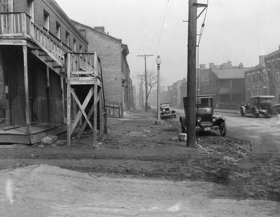 #51 North view down Blair Ave. from just north of O’Fallon Street, with building 1311 Blair Ave. visible on the left, 1925