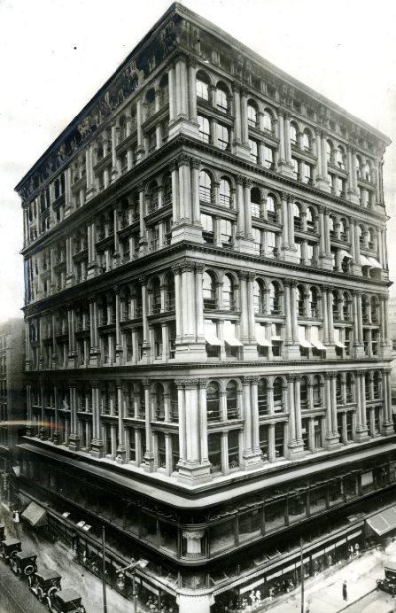 #84 The Equitable Building today, with ten stories and less than half the height of the Railway Exchange Building just across Locust Street, 1920s