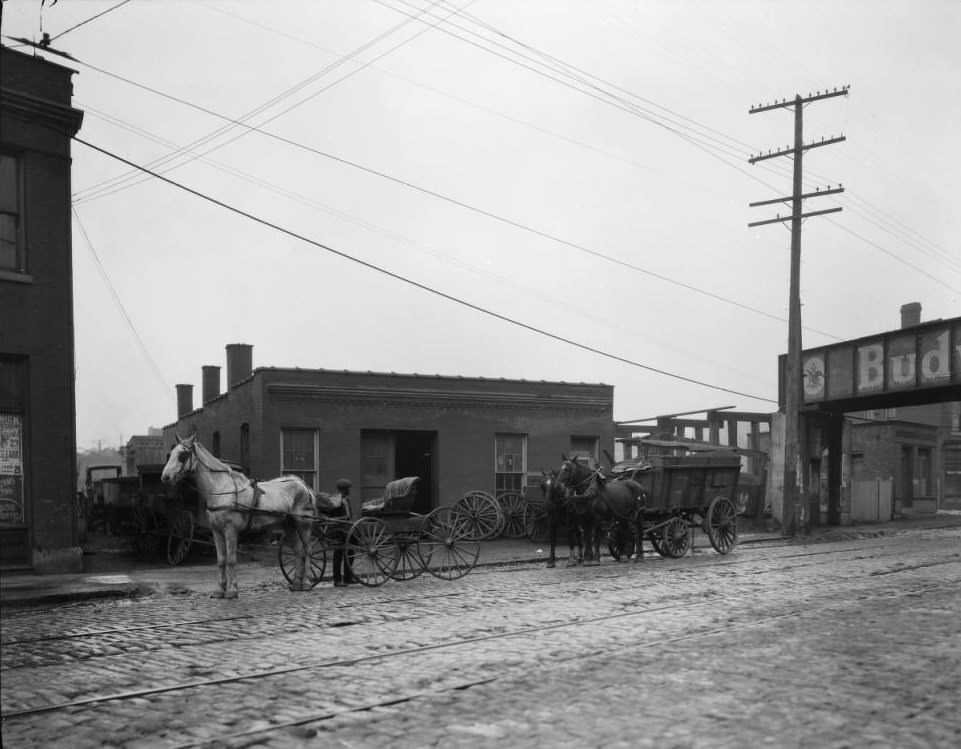 #69 View of a wagon and blacksmith shop at 3825 Market St., 1925