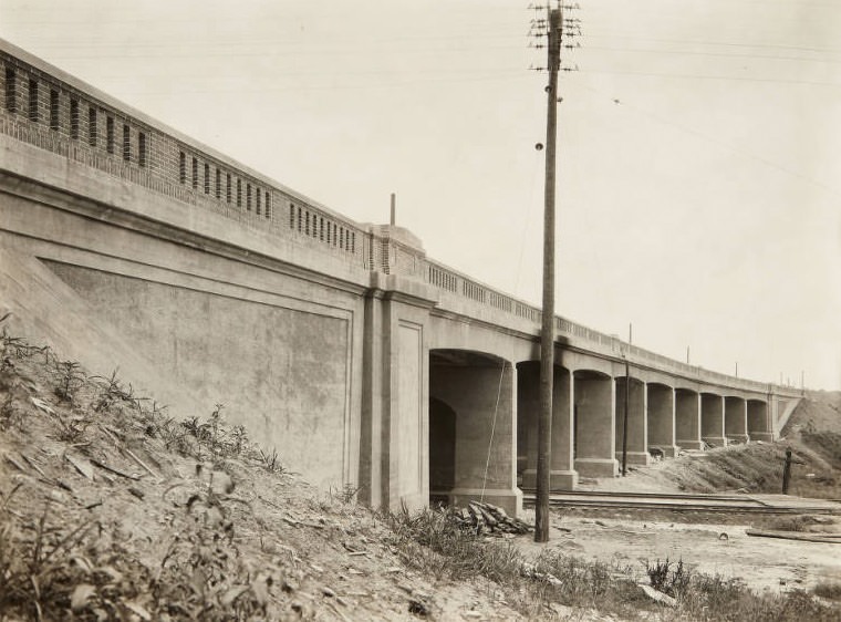 #132 Penrose Park Bridge in North St. Louis, taken from below in 1920. The bridge is located just south of where Kingshighway Blvd.