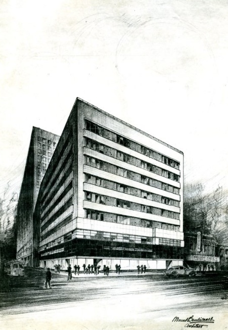 #89 A $750,000 Project,1940. At the left is a photograph of the building as it appears today, and at right is a sketch showing how it will appear after the work will appear after the work is completed.
