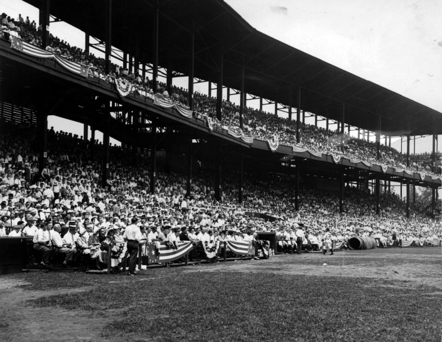 #102 An overflow crowd of 34,009 persons saw the American League All-Star game at Sportsmans Park, 1940