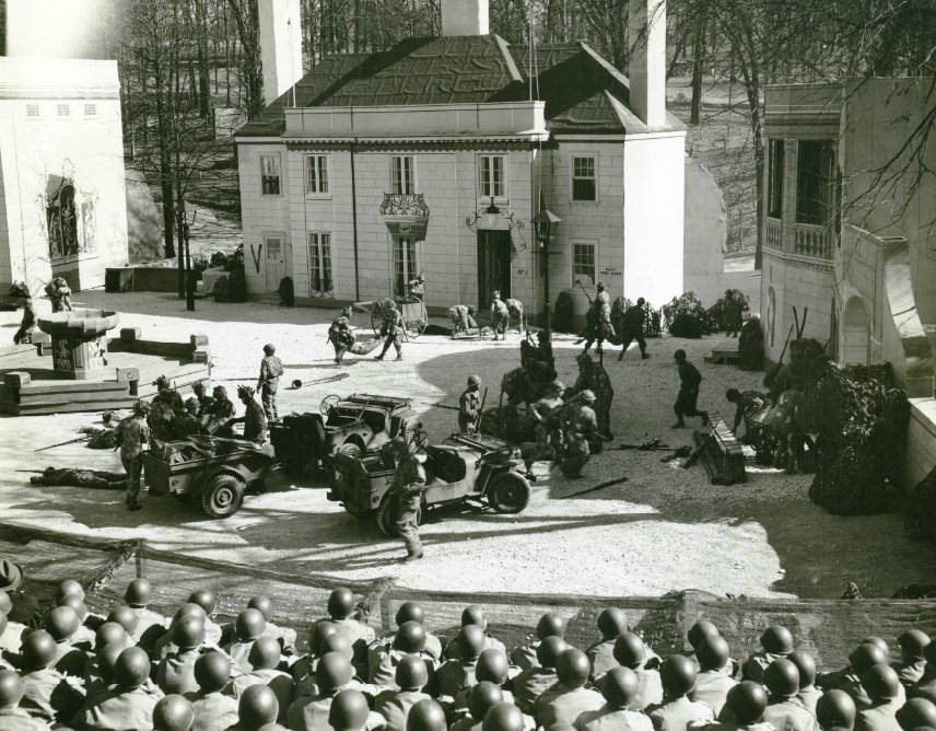 #38 Jefferson Barracks hosting a tactical demonstration of modern warfare, 1944.