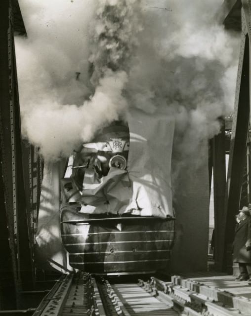 #17 First passenger train crossing MacArthur Bridge, 1940.
