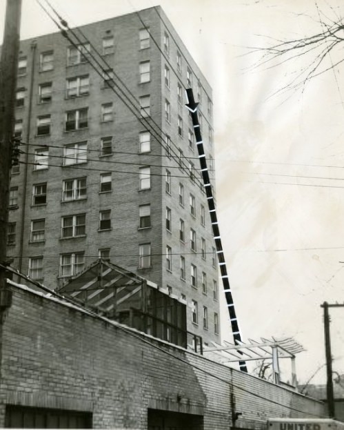 #98 Path of Fatal Plunge At The President Apartments, 1951