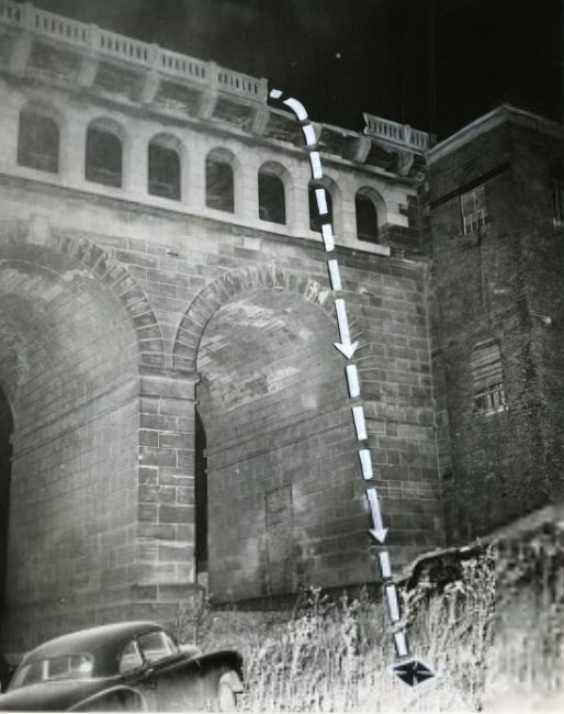 #112 Eads Bridge-Plunging 85 Feet, 1953. Plunging 85 feet in his taxicab from the eastern approach of Eads Bridge, an East St. Louis cab driver was killed last night.