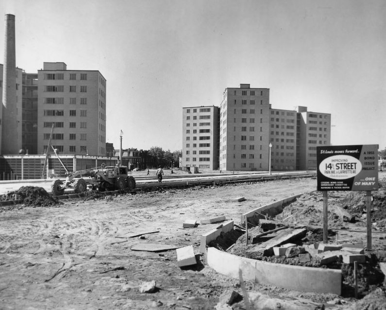 #213 Work on the construction of 14th street, 1956
