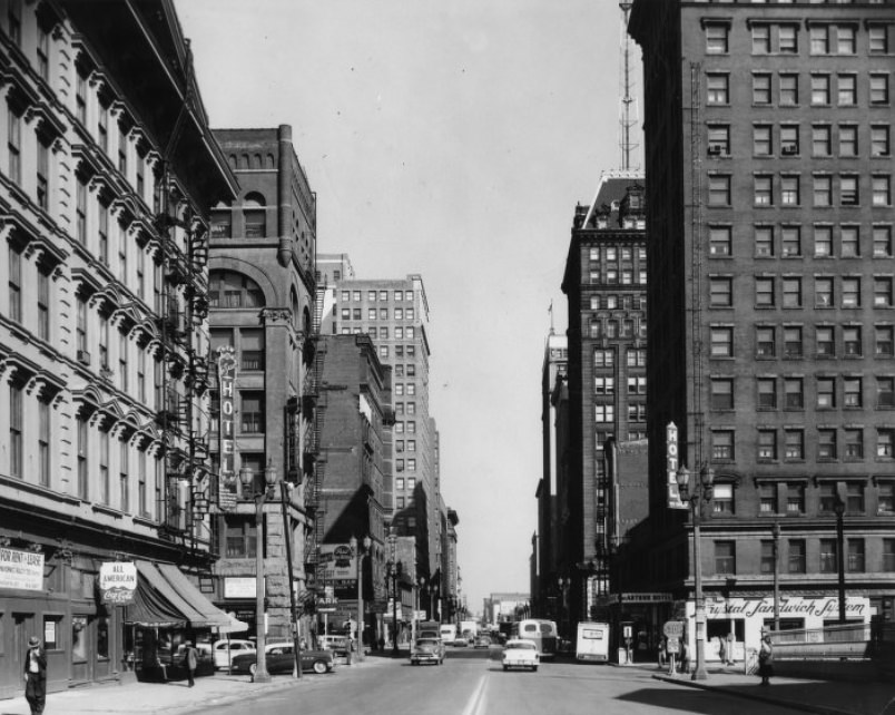 #214 Broadway street. Looking north from Chestnut, 1959