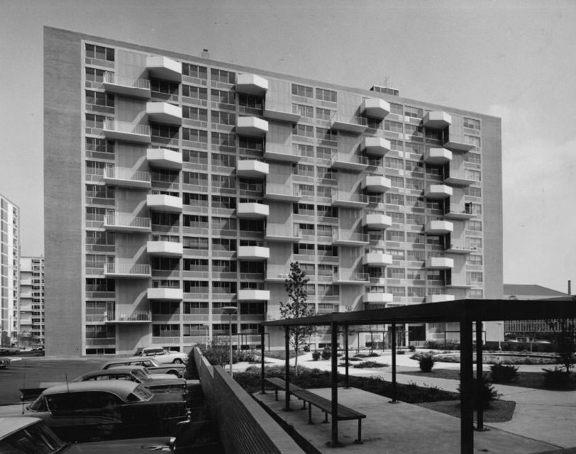 #128 Plaza Apartments – Patio-court, 1960