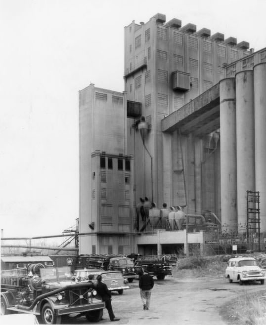 #154 Scene of Dust Blast was a grain elevator at 7900 Van Buren St., which was leased by the Continental Grain Company, 1962