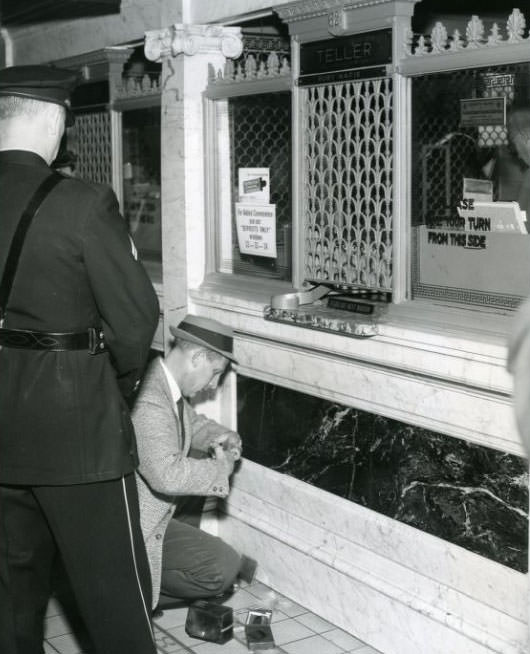 #32 Detective Checks for Fingerprints at Mercantile Trust Company, 1960