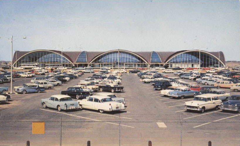 #14 View of Airport Terminal Building and parking area, Lambert-St. Louis Municipal Airport, 1960