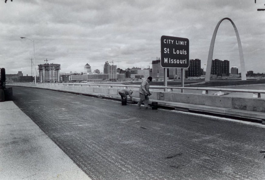 #38 Paving Process On Poplar Street Bridge,1 967