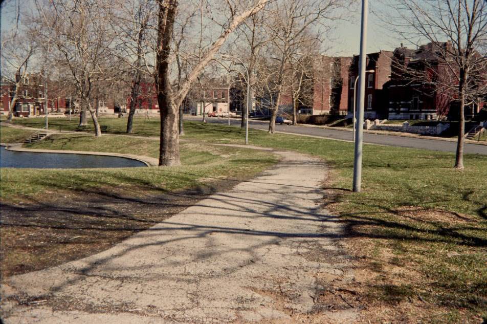 #98 View down walk which goes around the lagoon, looking northeast, 1977