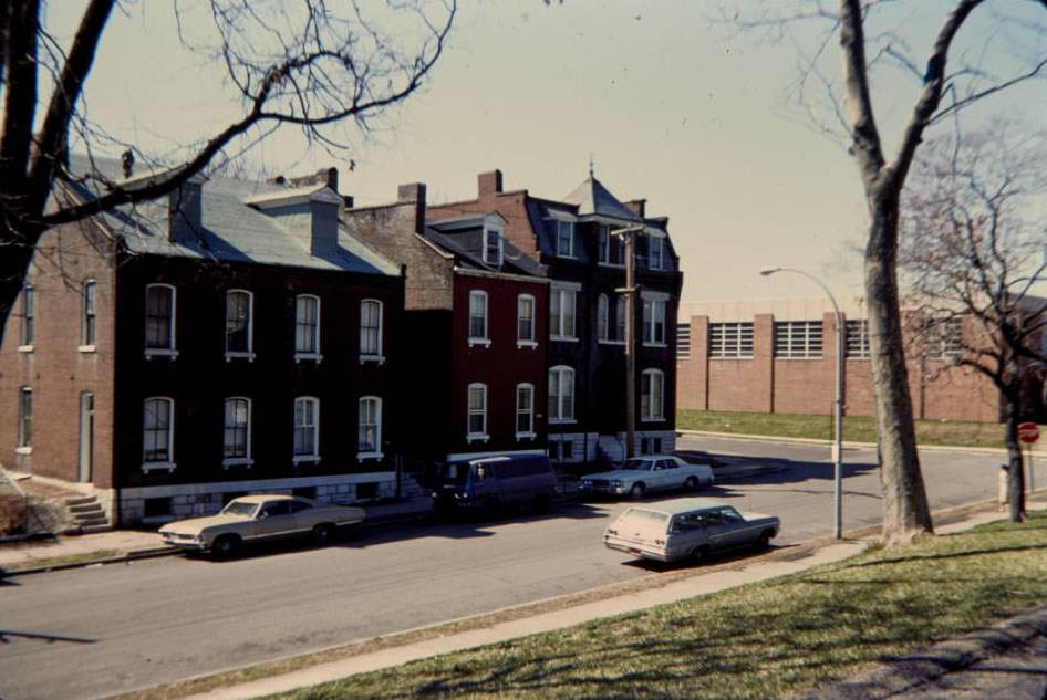 #32 Wyoming St. Residences across from Community Center, looking southwest, 1977