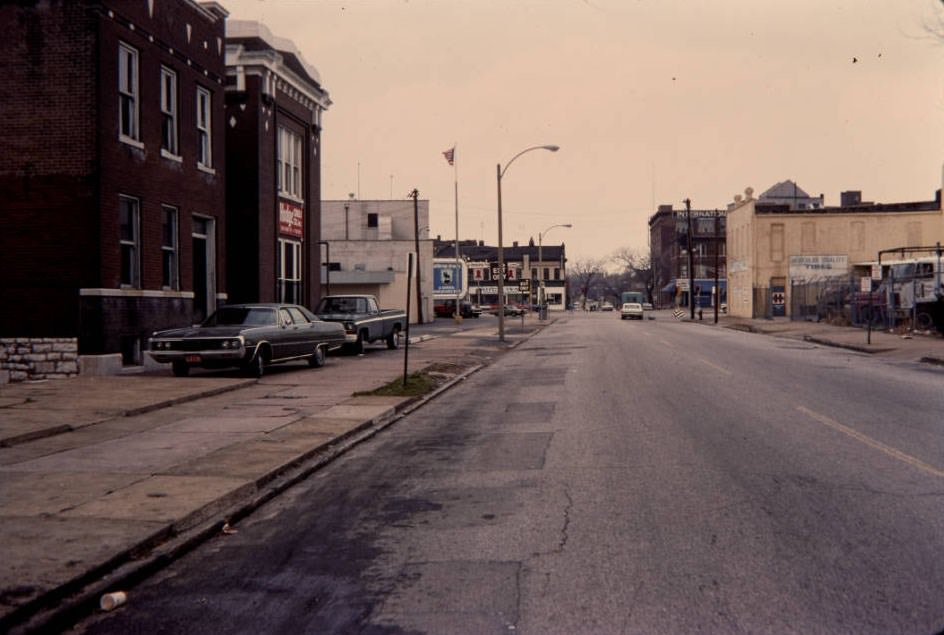 #124 Jefferson Ave. down Sidney St., looking west, 1977