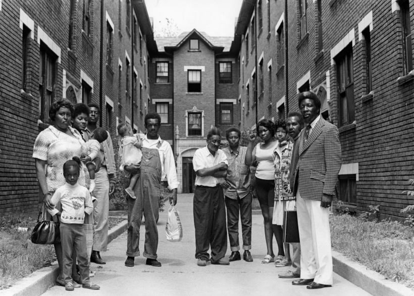 #4 Enright Court Apartment Tenants with Ivory Perry, Housing Developer for the Union Sarah Community Cooperation, 1973